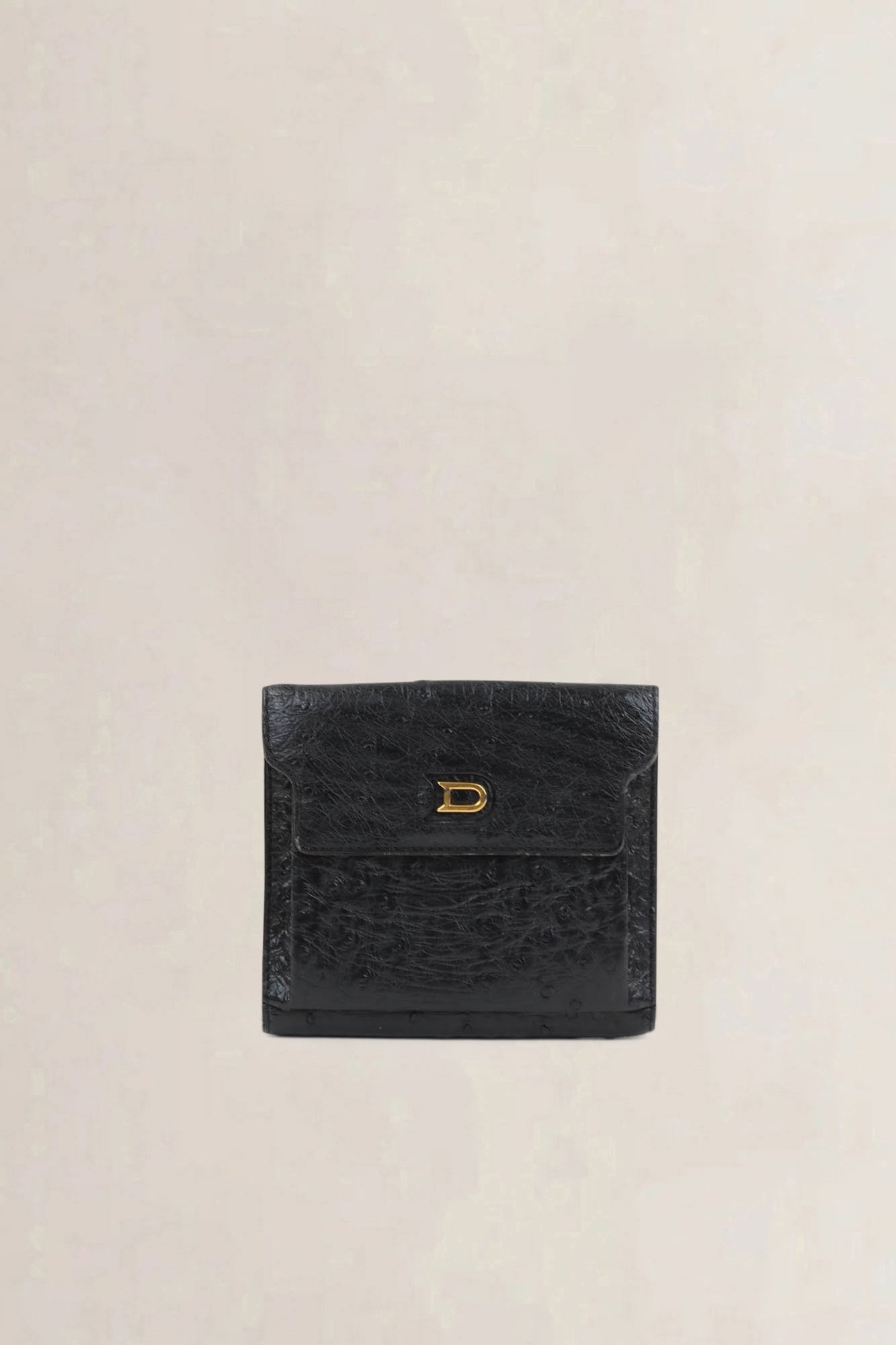 Delvaux Black Ostrich Leather Wallet