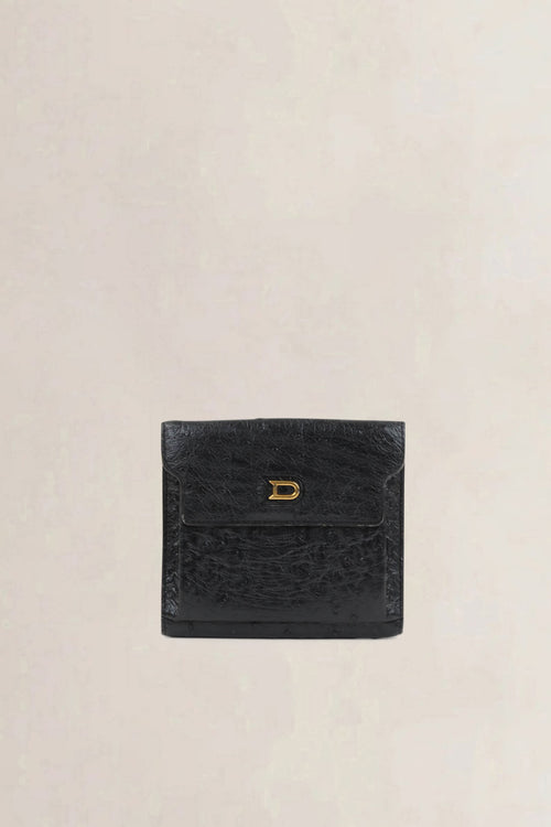 Delvaux Black Ostrich Leather Wallet