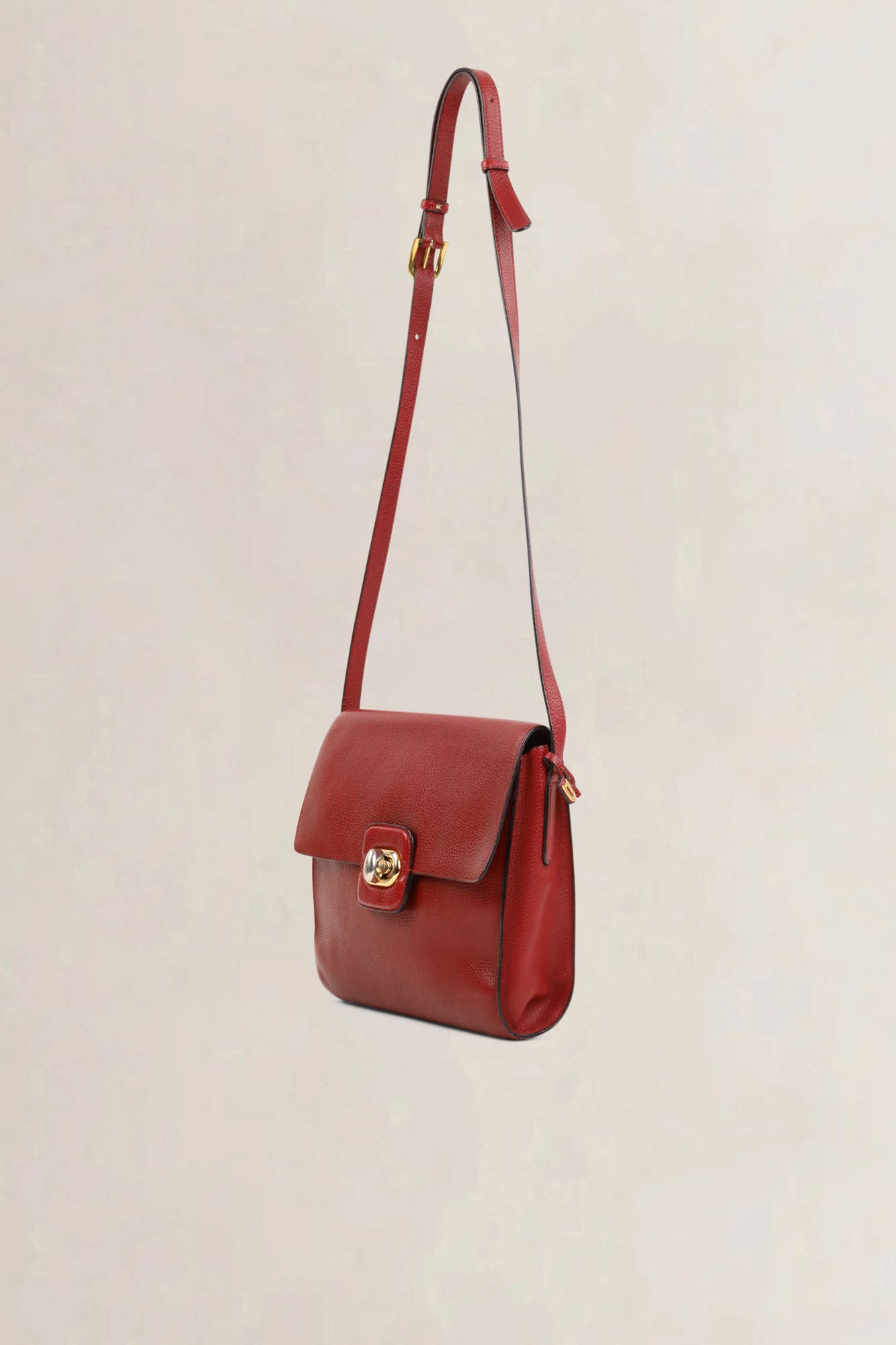 Delvaux Red Turnlock Crossbody Bag