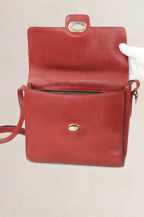 Delvaux Red Turnlock Crossbody Bag