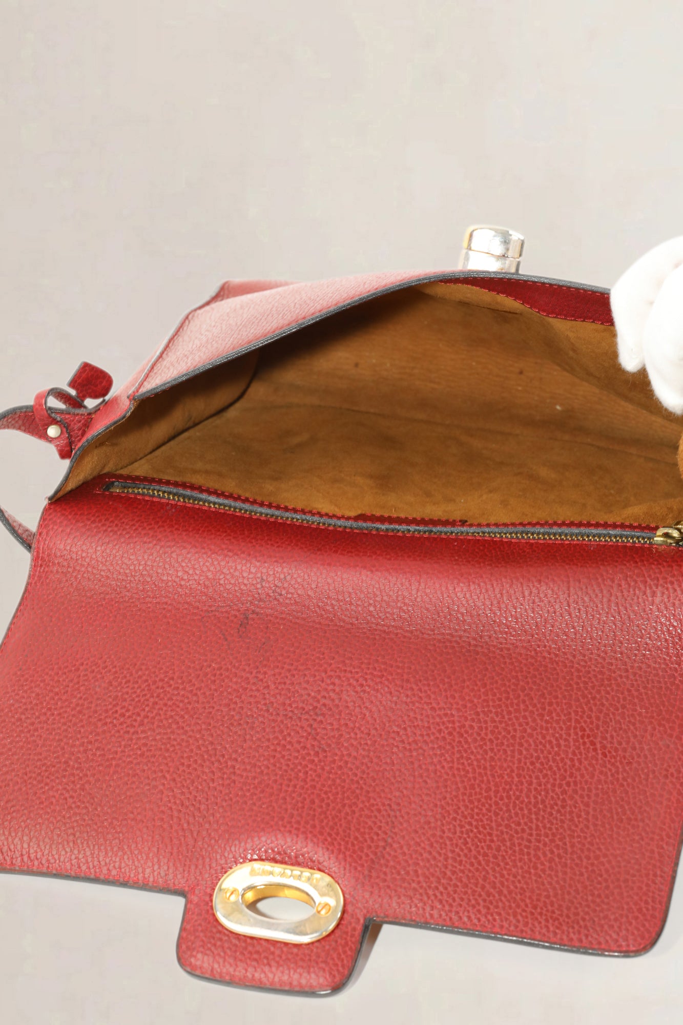 Delvaux Red Turnlock Crossbody Bag