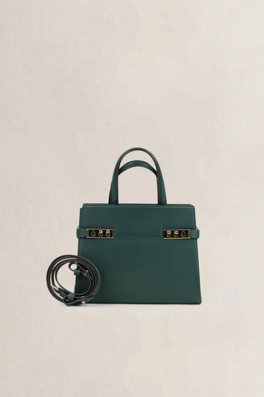 Delvaux Forest Green Tempête Crush Small Crossbody Bag