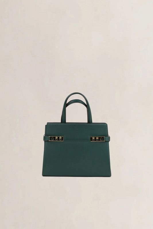 Delvaux Forest Green Tempête Crush Small Top Handle Bag