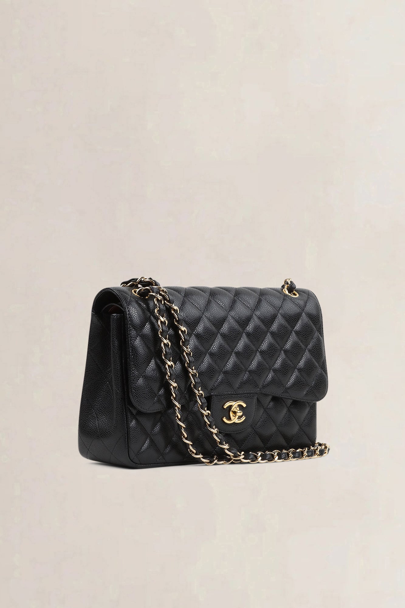 Chanel Black Caviar Leather Jumbo Timeless Double Flap Bag