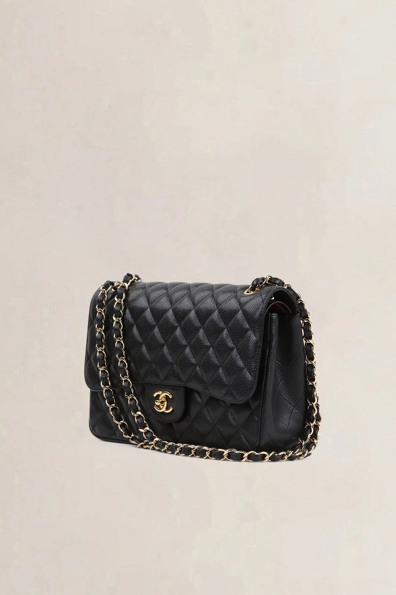 Chanel Black Caviar Leather Jumbo Timeless Double Flap Bag