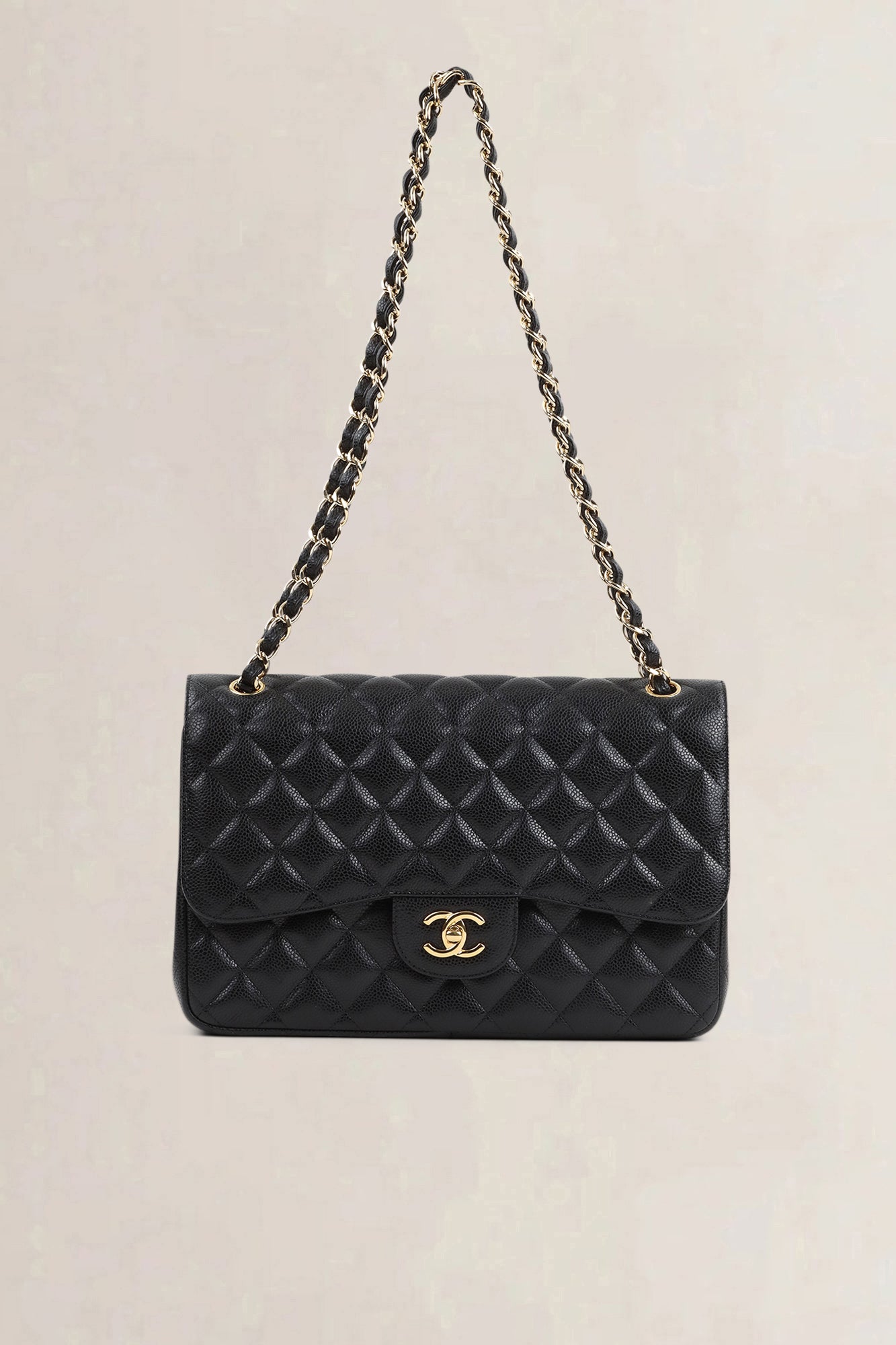 Chanel Black Caviar Leather Jumbo Timeless Double Flap Bag