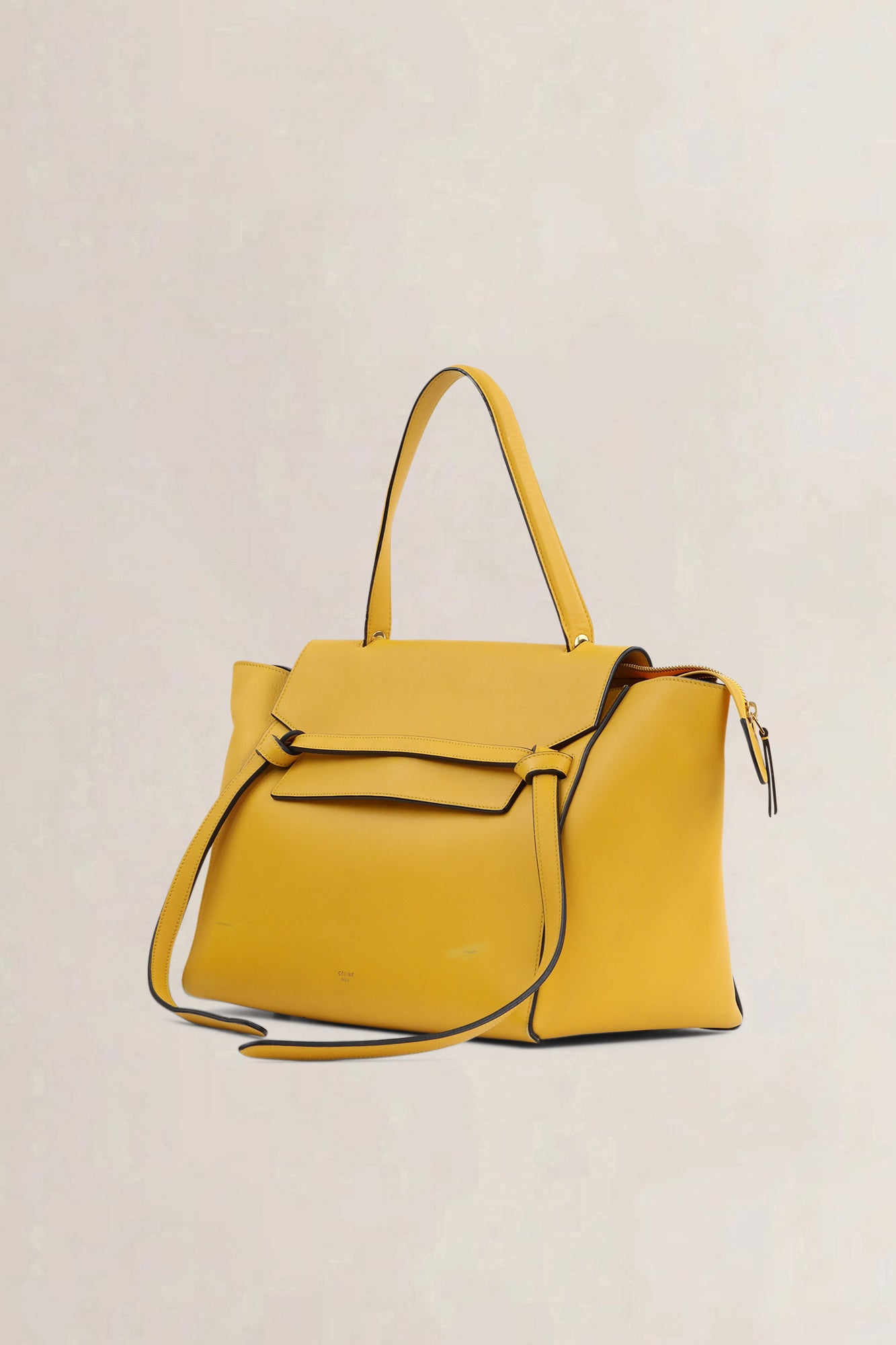 Céline Yellow Calfskin Leather Belt Bag