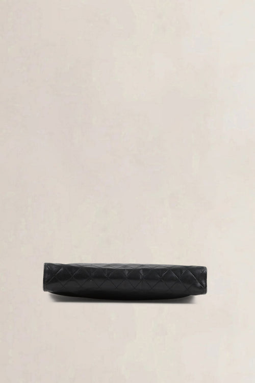 Chanel Black Matelasse Quilted Lambskin 24K Gold Plated Clutch
