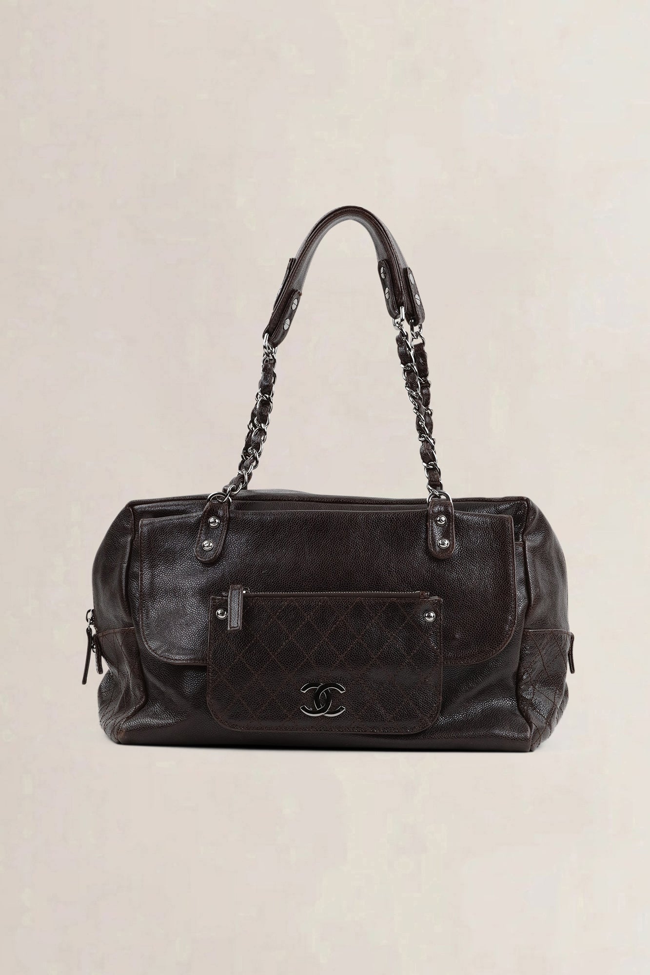 Chanel Brown Caviar Leather Pocket In The City Shoulder Bag