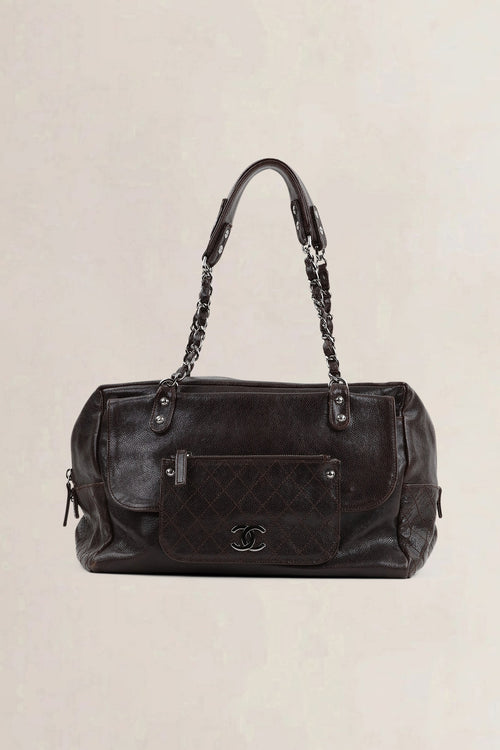 Chanel Brown Caviar Leather Pocket In The City Shoulder Bag