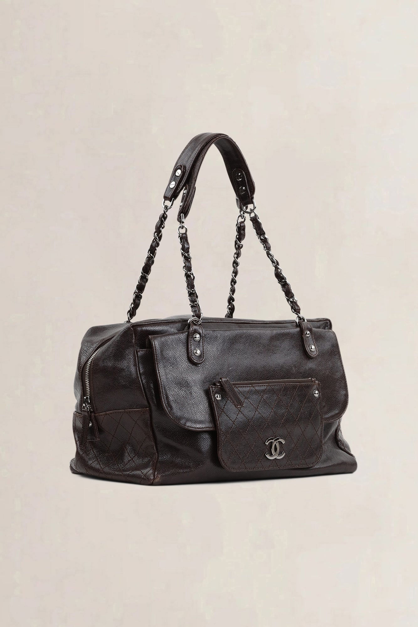 Chanel Brown Caviar Leather Pocket In The City Shoulder Bag