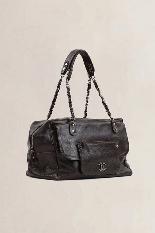 Chanel Brown Caviar Leather Pocket In The City Shoulder Bag