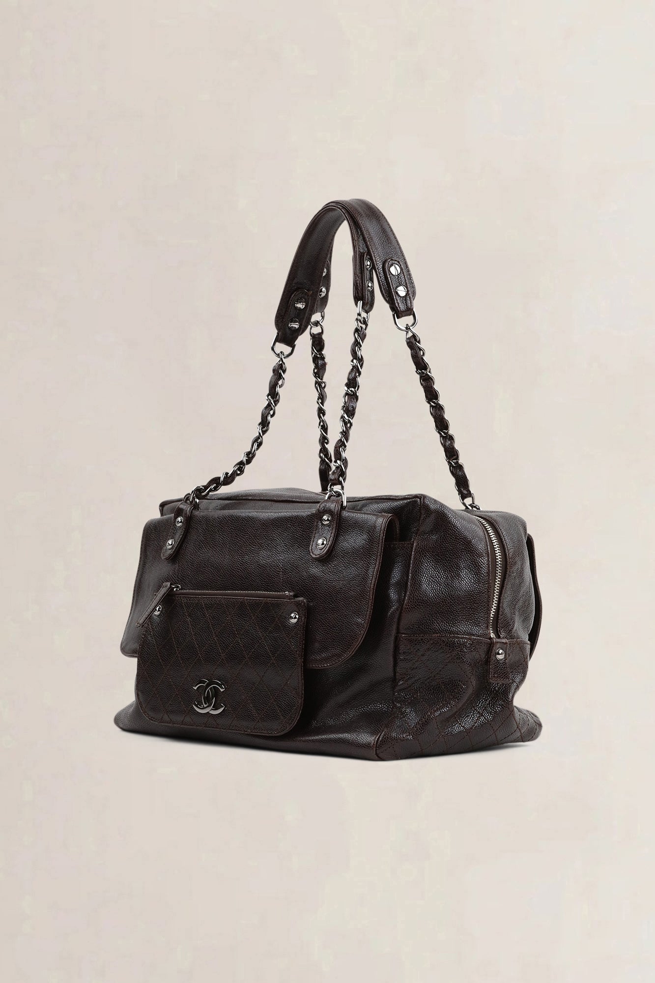 Chanel Brown Caviar Leather Pocket In The City Shoulder Bag