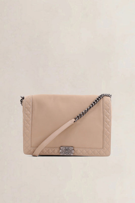 Chanel Beige Reverso Calfskin Flap Bag