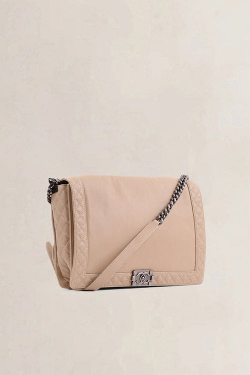 Chanel Beige Reverso Calfskin Flap Bag