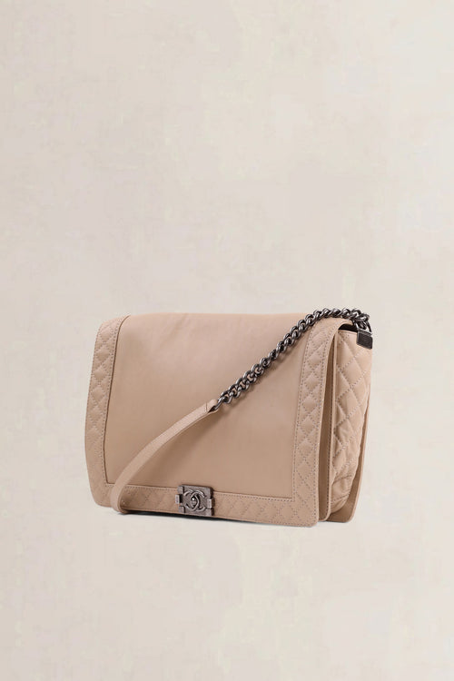 Chanel Beige Reverso Calfskin Flap Bag