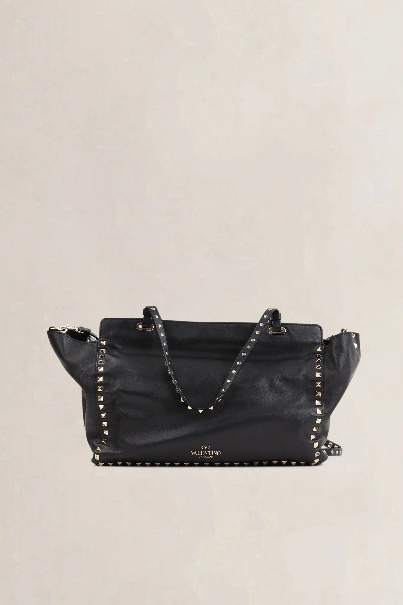 Valentino Garavani Black Rockstud Shopping Bag