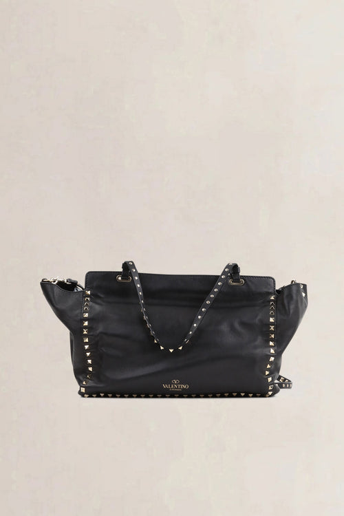 Valentino Garavani Black Rockstud Shopping Bag