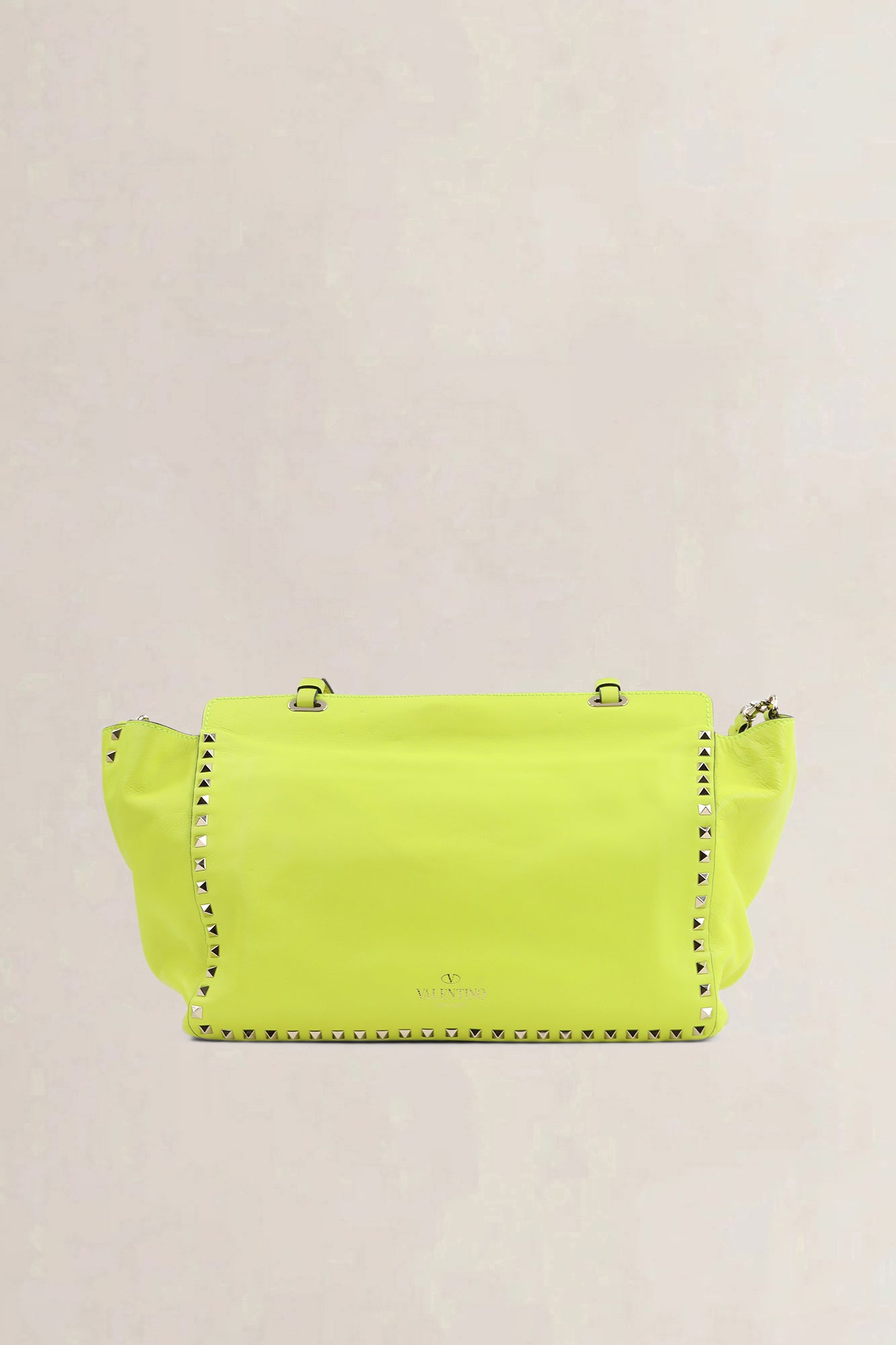 Valentino Garavani Neon Yellow Rockstud Shopping Bag