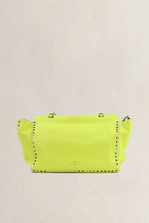 Valentino Garavani Neon Yellow Rockstud Shopping Bag