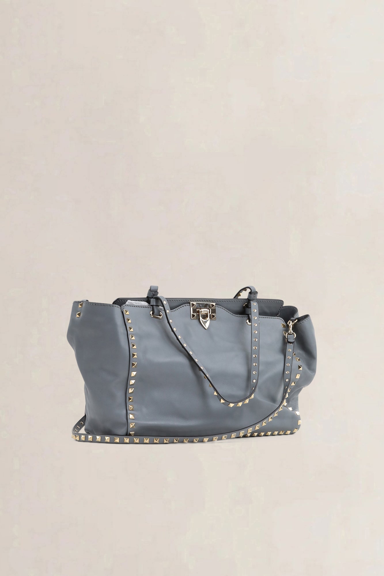 Valentino Garavani Grey/Blue Rockstud Shopping Bag