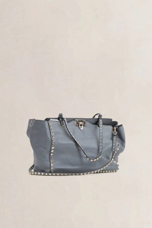 Valentino Garavani Grey/Blue Rockstud Shopping Bag