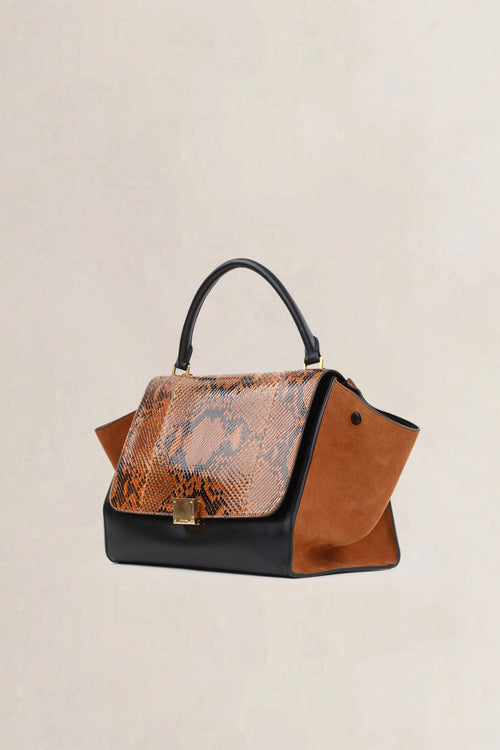 Céline Orange/Black Python Trapeze Top Handle Bag