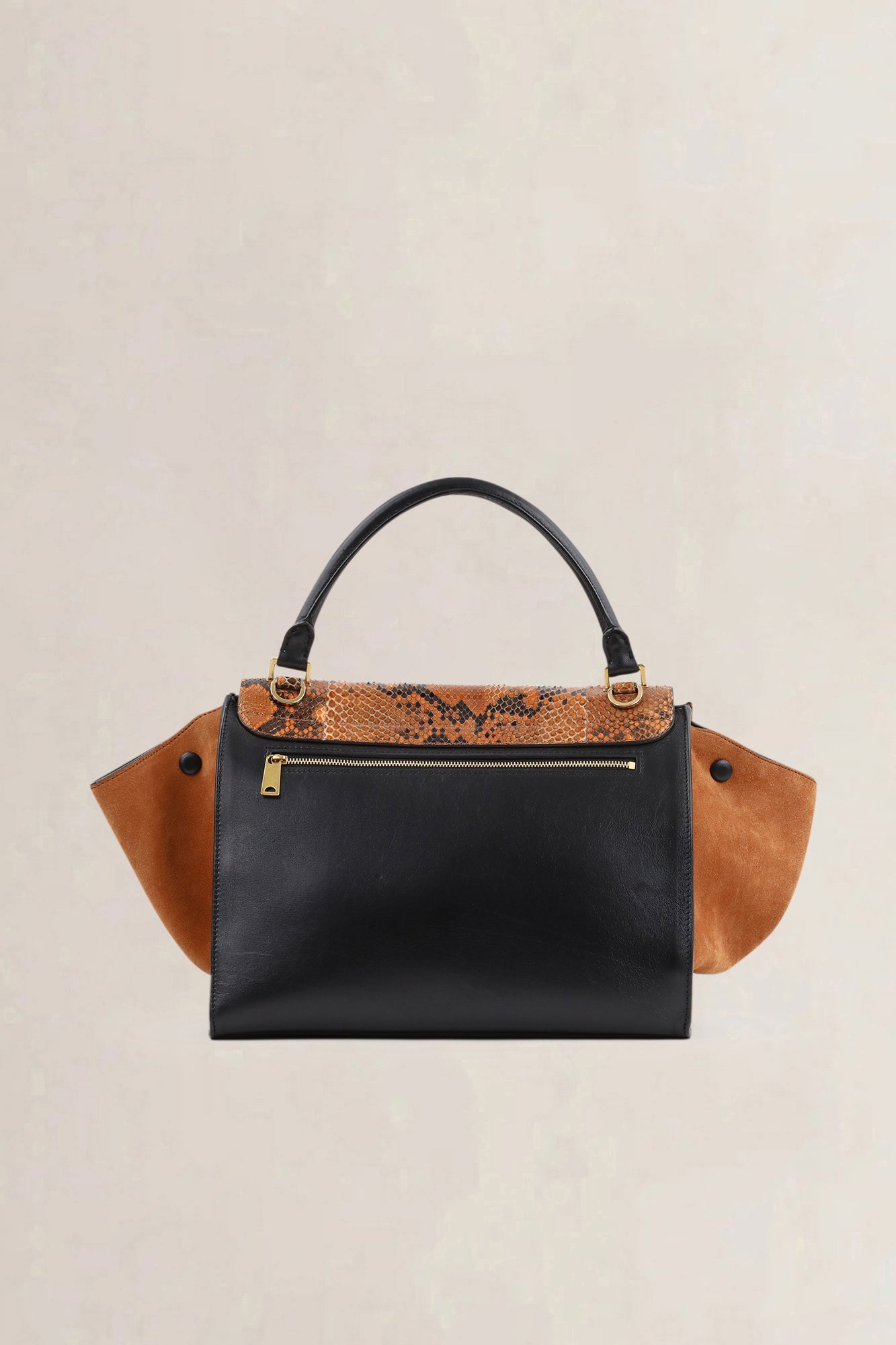 Céline Orange/Black Python Trapeze Top Handle Bag