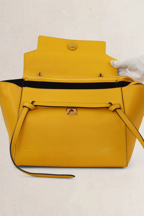 Céline Yellow Calfskin Leather Belt Bag