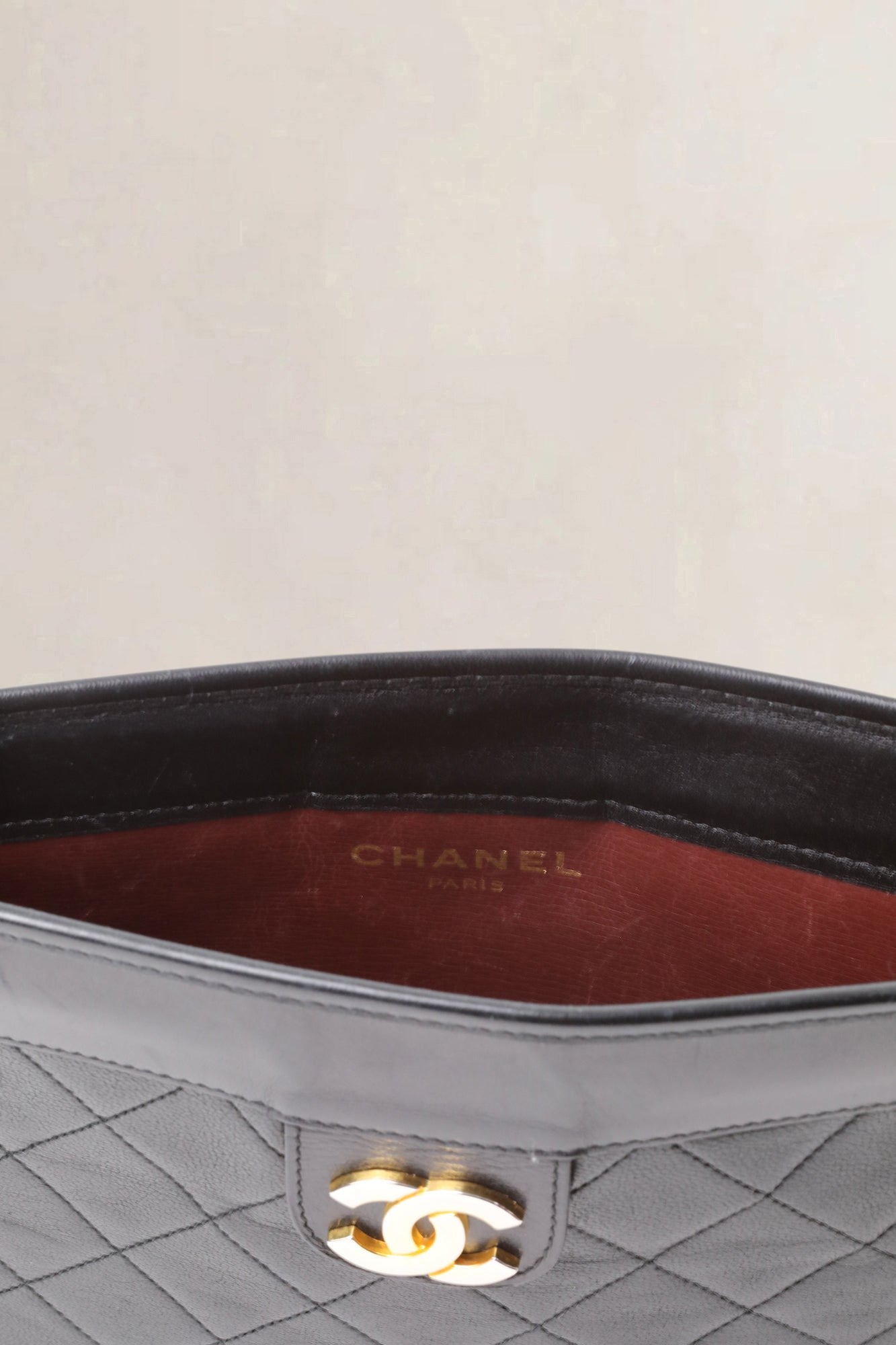 Chanel Black Matelasse Quilted Lambskin 24K Gold Plated Clutch