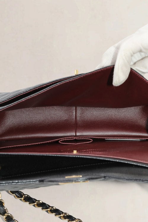 Chanel Black Caviar Leather Jumbo Timeless Double Flap Bag