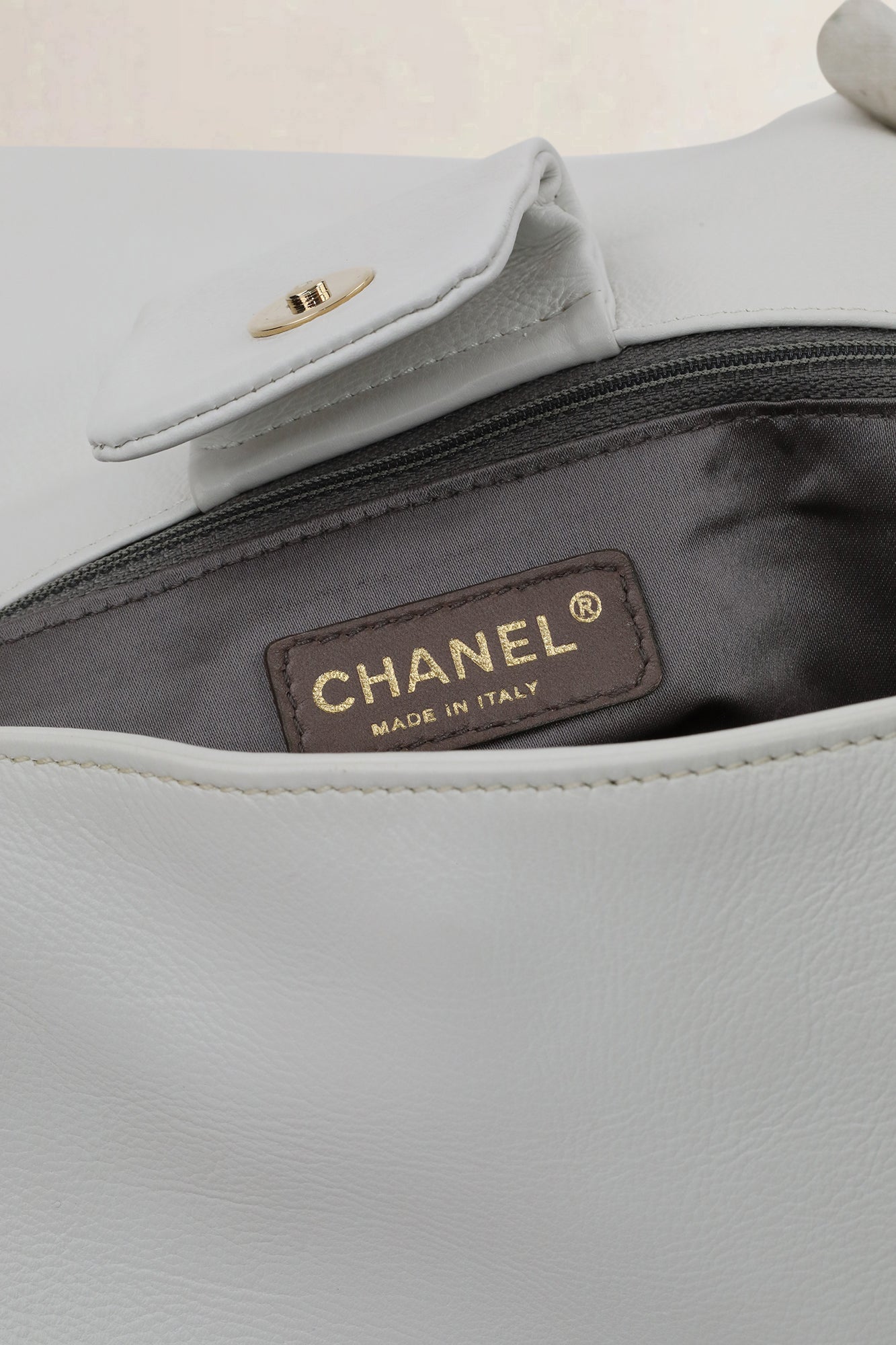 Chanel White Mosaic Studs Acordion Flap Bag