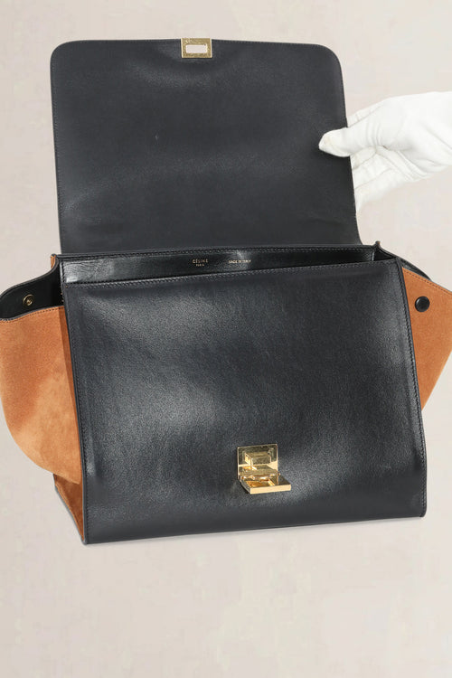 Céline Orange/Black Python Trapeze Top Handle Bag