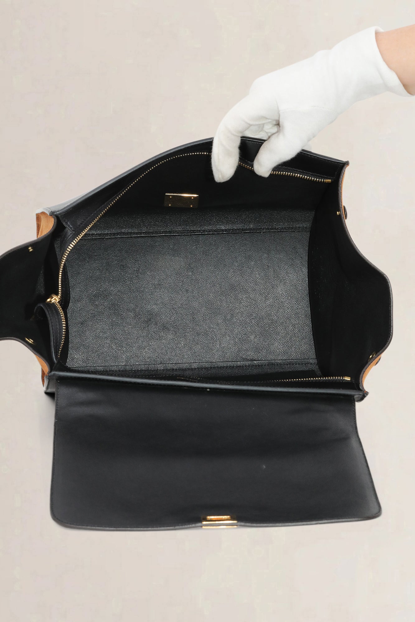 Céline Orange/Black Python Trapeze Top Handle Bag