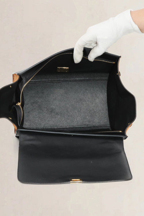 Céline Orange/Black Python Trapeze Top Handle Bag