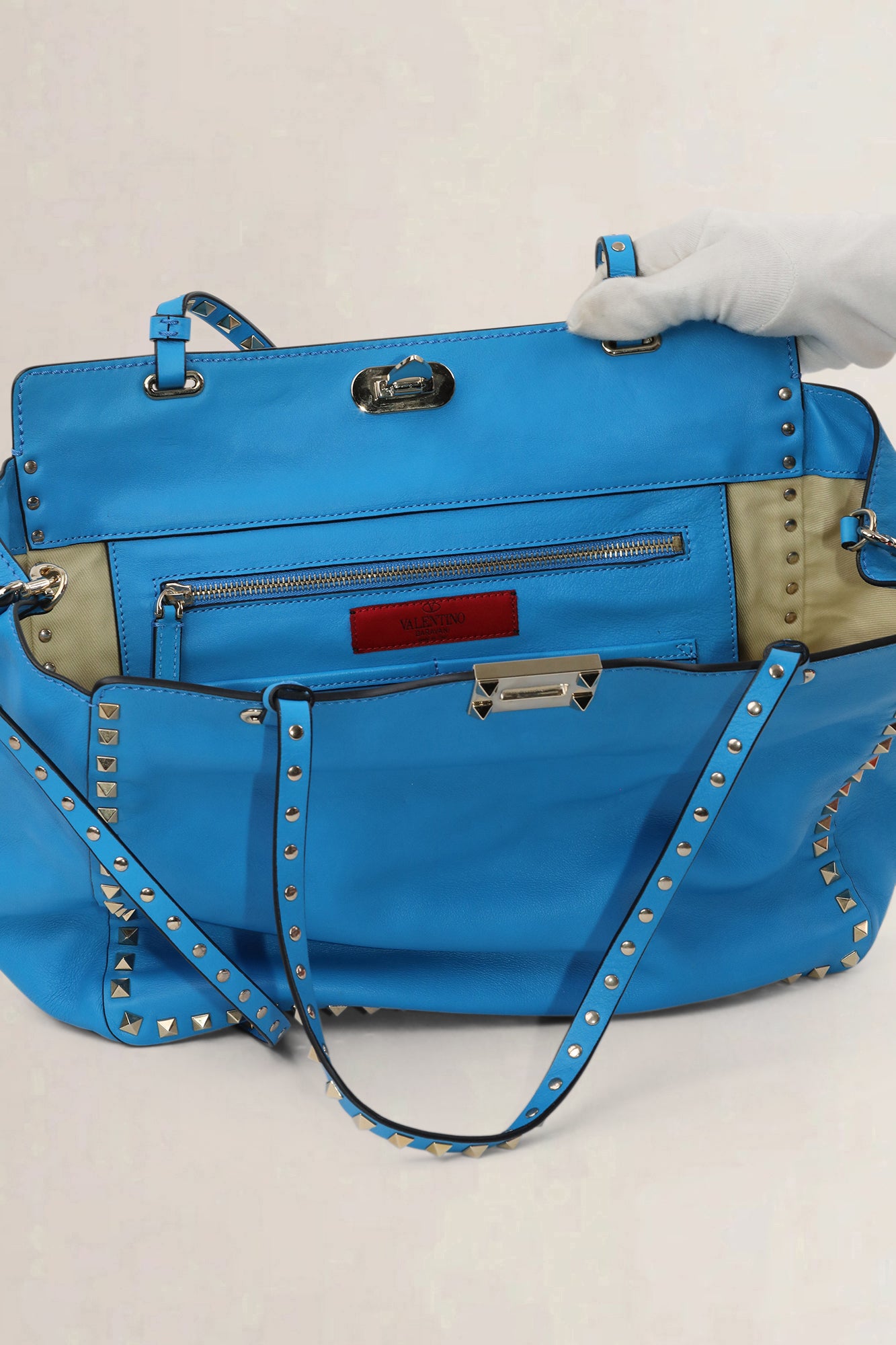 Valentino Garavani Blue Rockstud Shopping Bag