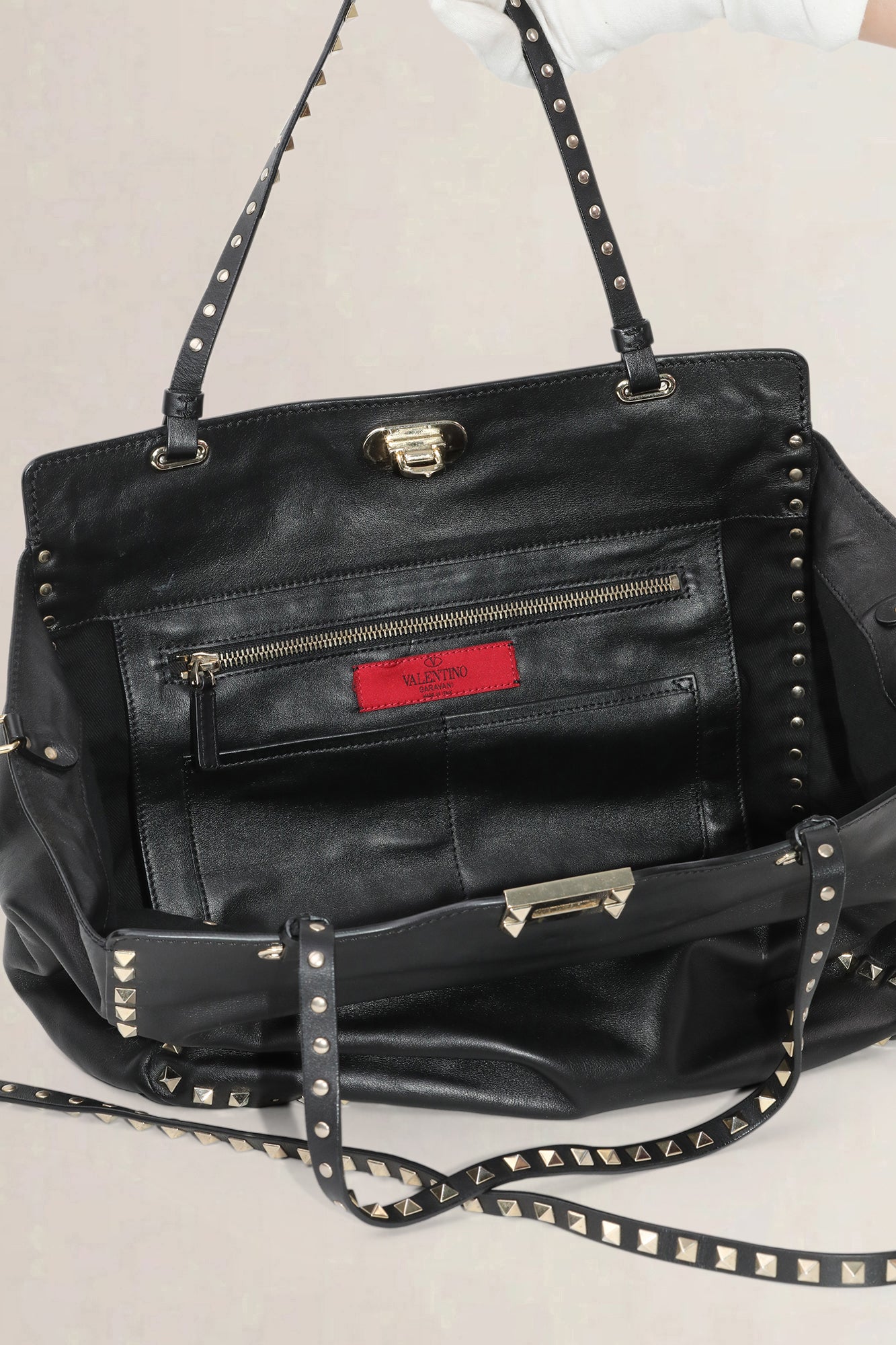 Valentino Garavani Black Rockstud Shopping Bag