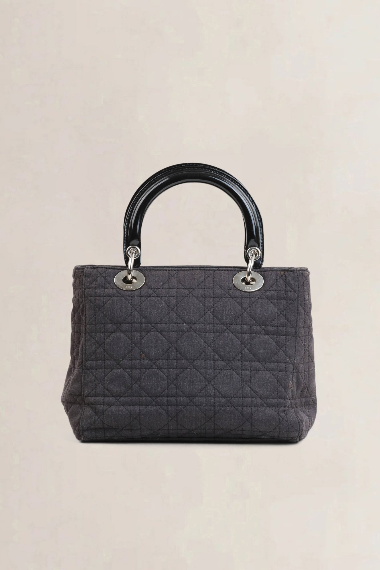 Christian Dior Grey Cannage  Lady Dior Quilted Denim Crossbody Bag