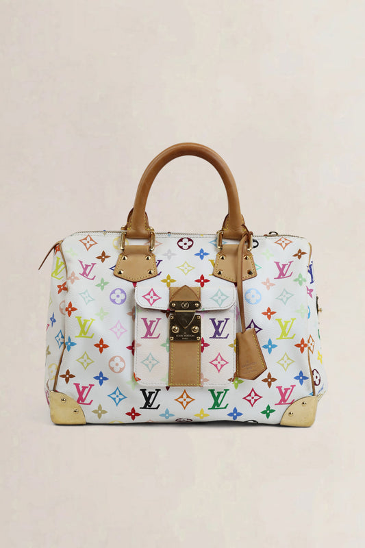 Louis Vuitton Multicolor White Speedy 30