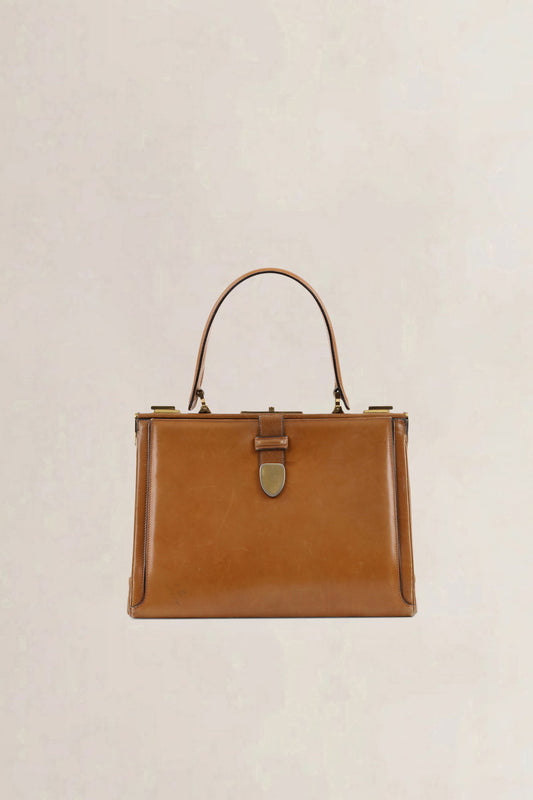 Delvaux Vintage Cognac Top Handle Bag