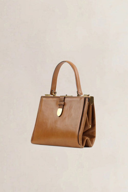 Delvaux Vintage Cognac Top Handle Bag