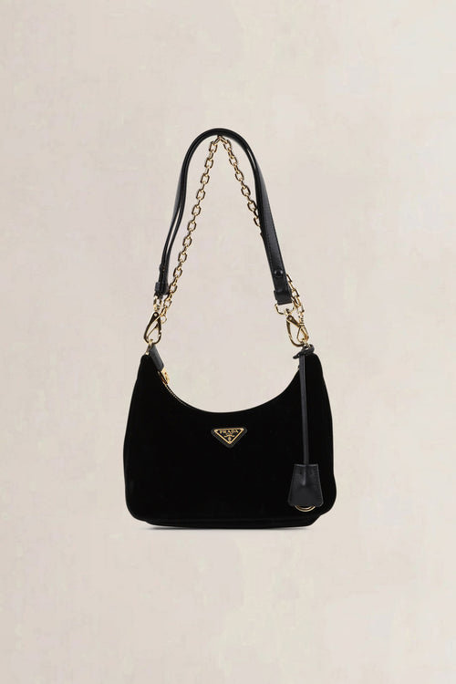 Prada Black Velvet Re-Edition Mini Shoulder Bag