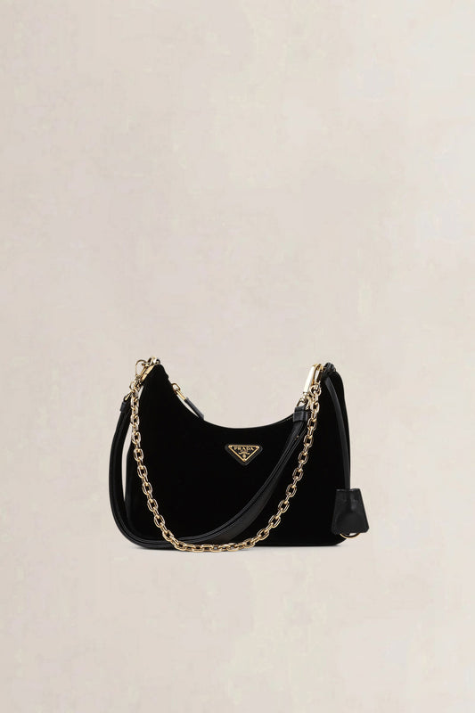 Prada Black Velvet Re-Edition Mini Shoulder Bag
