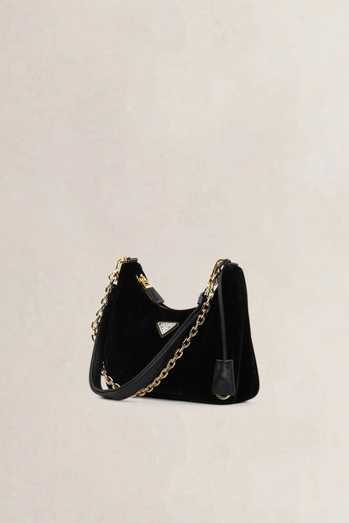 Prada Black Velvet Re-Edition Mini Shoulder Bag