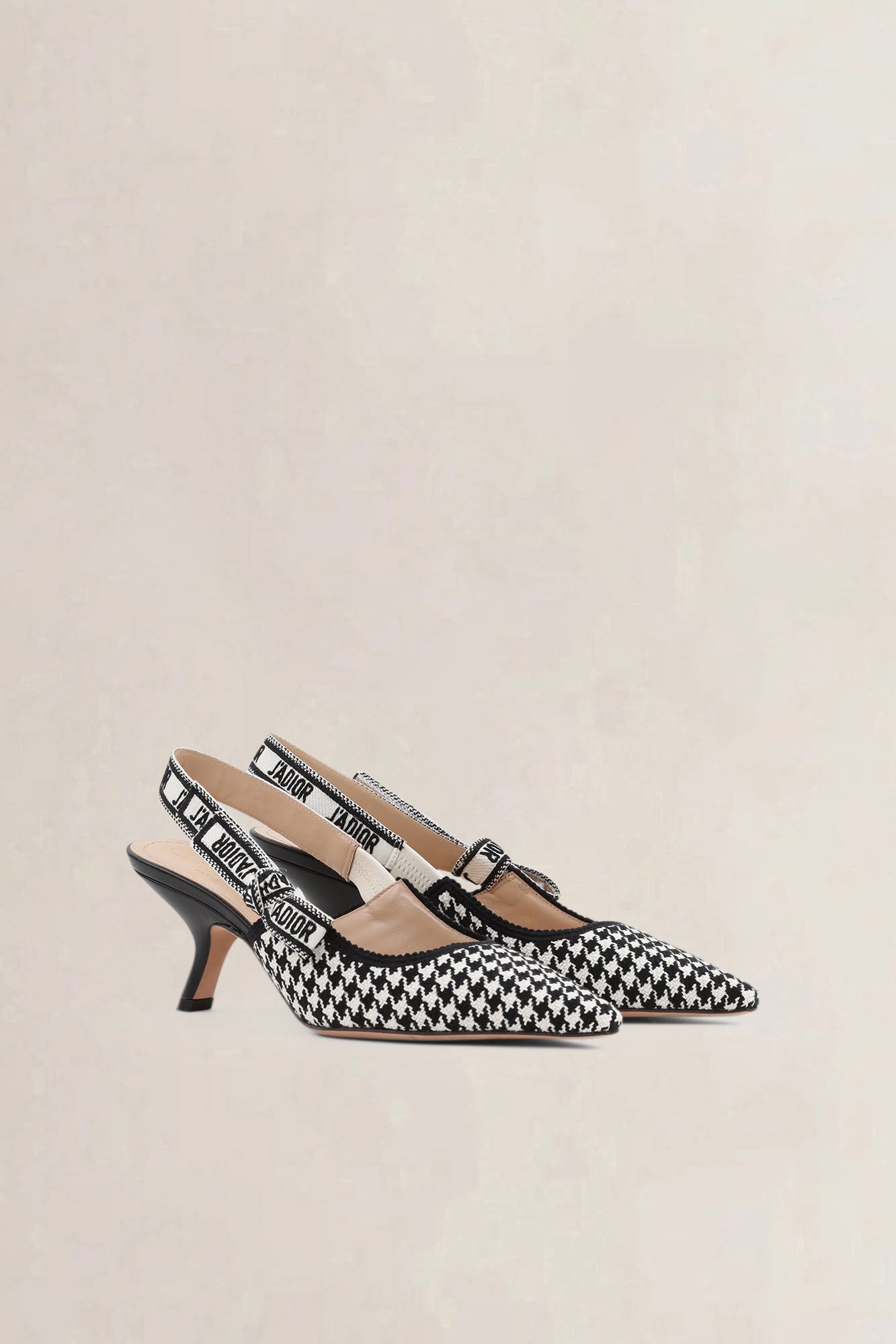 Christian Dior Black/White Micro Houndstooth J'Adior Slingback Pumps