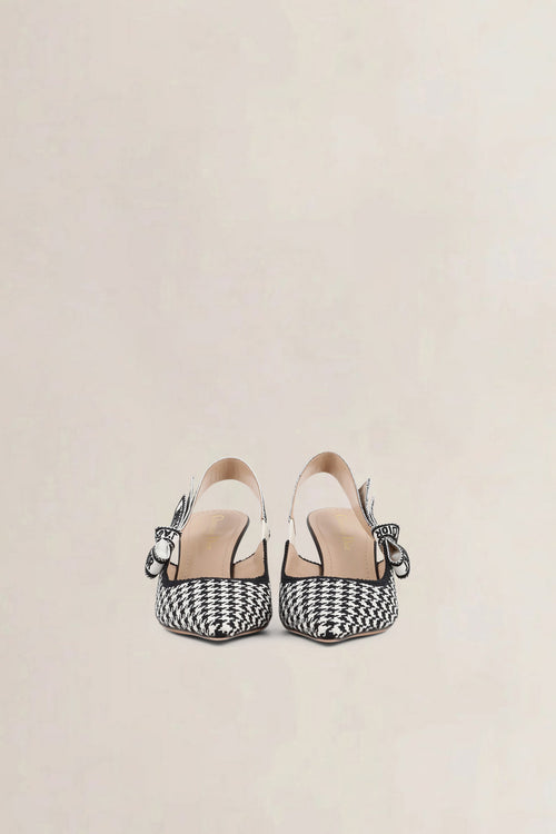 Christian Dior Black/White Micro Houndstooth J'Adior Slingback Pumps