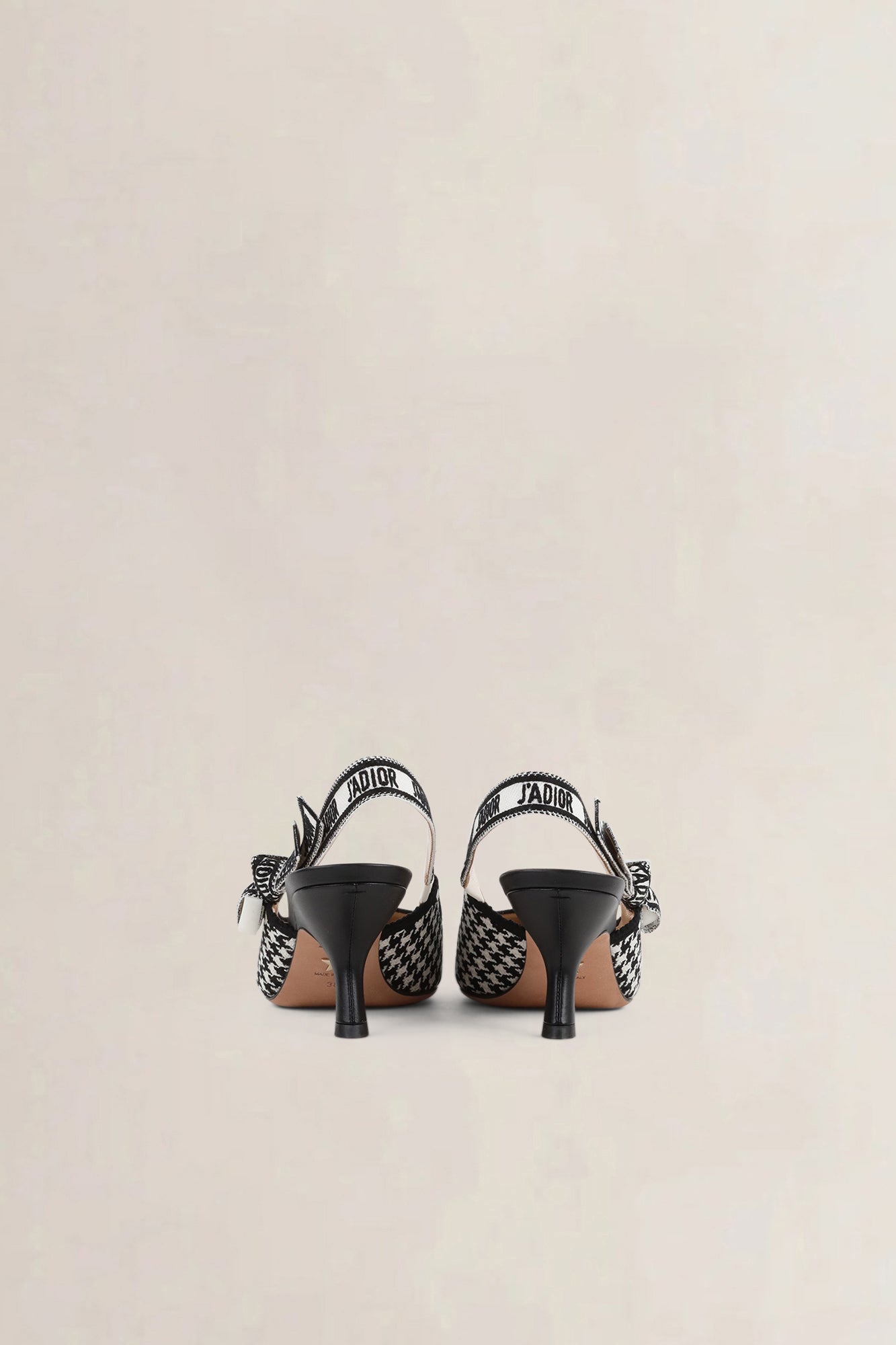 Christian Dior Black/White Micro Houndstooth J'Adior Slingback Pumps