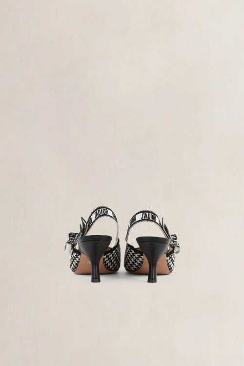 Christian Dior Black/White Micro Houndstooth J'Adior Slingback Pumps