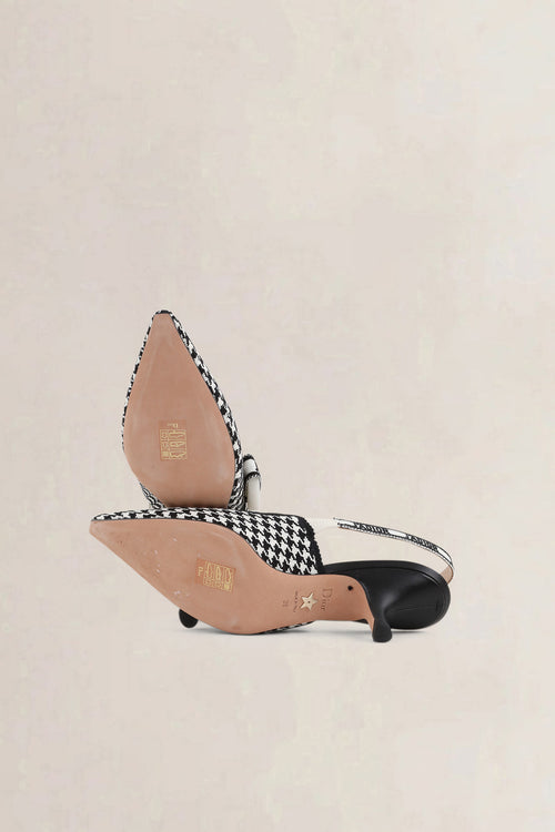 Christian Dior Black/White Micro Houndstooth J'Adior Slingback Pumps