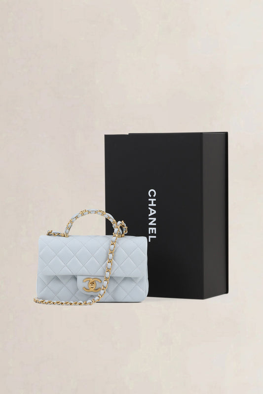 Chanel Blue Caviar Leather Rabat Poignée Crossbody Bag